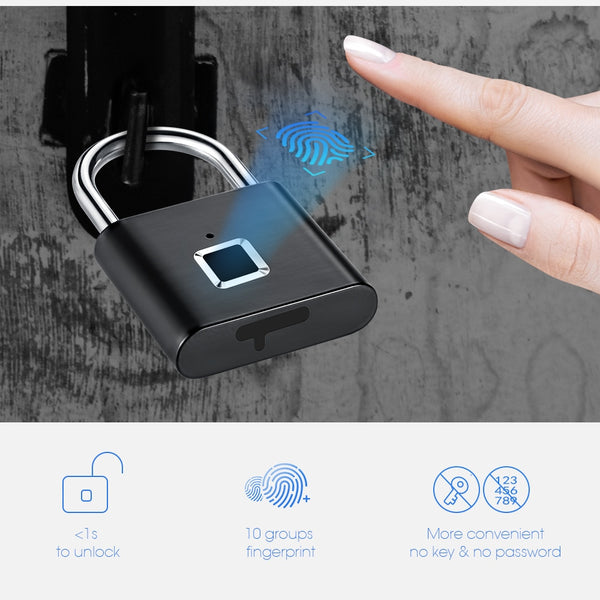 Golden Security Keyless USB Rechargeable Door Lock Fingerprint Smart Padlock [2020] - EcomShopBazer